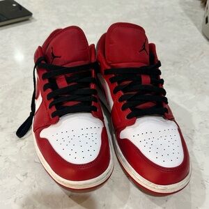 Men’s Nike Red and White Sneakers with Black Laces